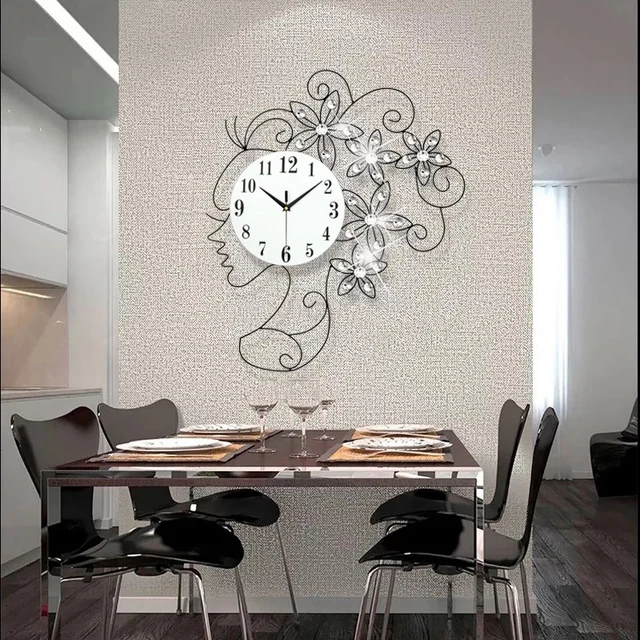 3d Duży Zegar ścienny 49 Sztuk Diamentów Nowoczesny Design Home