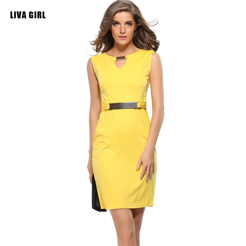 2017 Spring Summer Women Fashion Bandage Bodycon Office Dress O neck Business Casual Slim