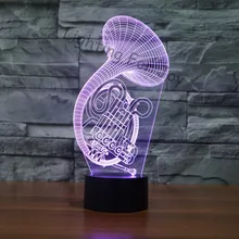 3D инструмент ночник огни саксофон, музыка дети лампы для декора визуальный светодиодный ночник 7 цветов Изменение Рождественский подарок
