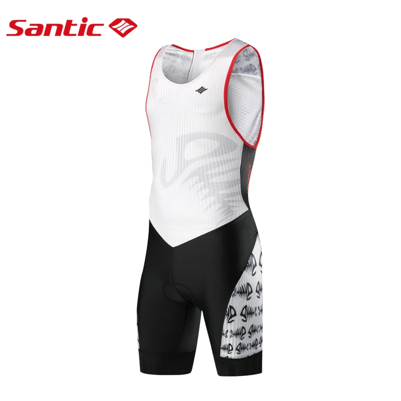 

SANTIC Cycling Bib Shorts Summer Sleeveless Jersey Sets Men Quick Dry Padded Triathlon Bib Shorts Tri Elastic MTB Shorts Bicycle