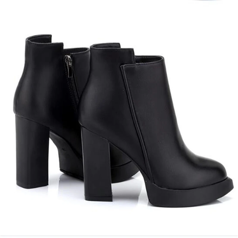 Faux De Fourrure Martin Bottes Femmes Bout Pointu Talon Carre Court Boots10cm Haute Talon Bottes En Cuir Marque Chaussures Femme Chaud Pompes Aliexpress