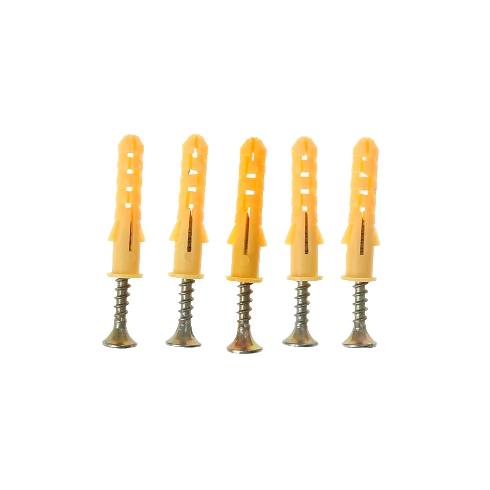 50pcs Screws Self tapping Screws Small Yellow Fix Screw Plug Pipe Plastic Wall Mounted Anchor