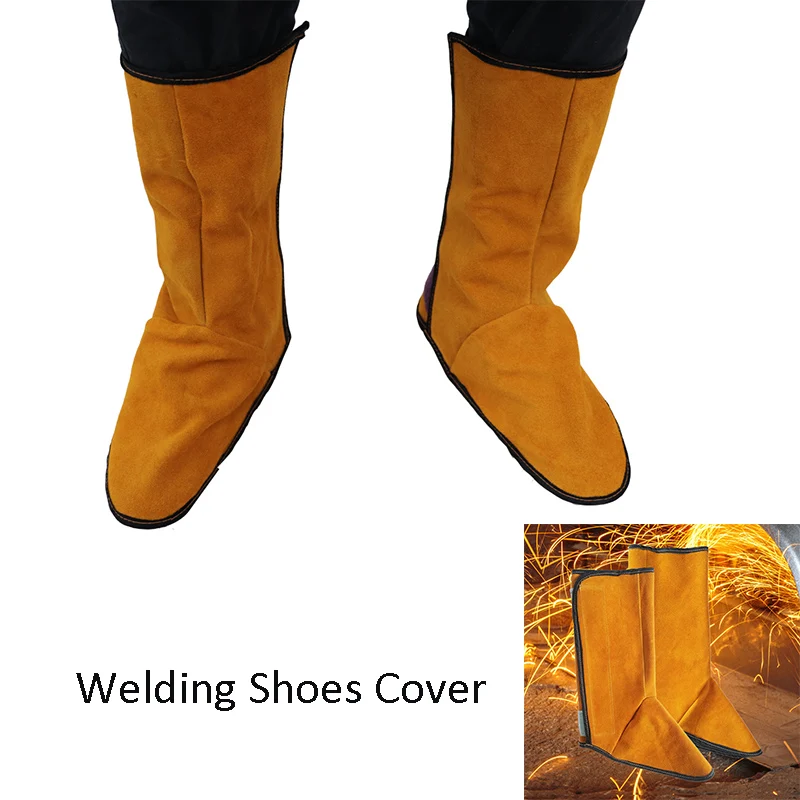 

Split Leather Welding Spats Shoes Cover Flame Heat Abrasion Resistant Welder Shoes Protector Cowhide Leather Working Shoe Cover