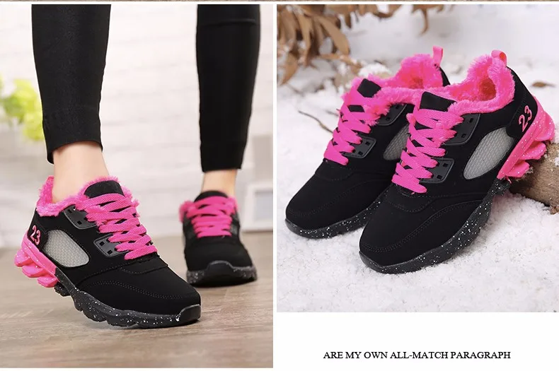 2017 Fashion Winter Women Casual Shoes Plush Warm Sport Low Top Women Shoes Black Pink Breathable Lace Up Woman Trainers YD165 (16)