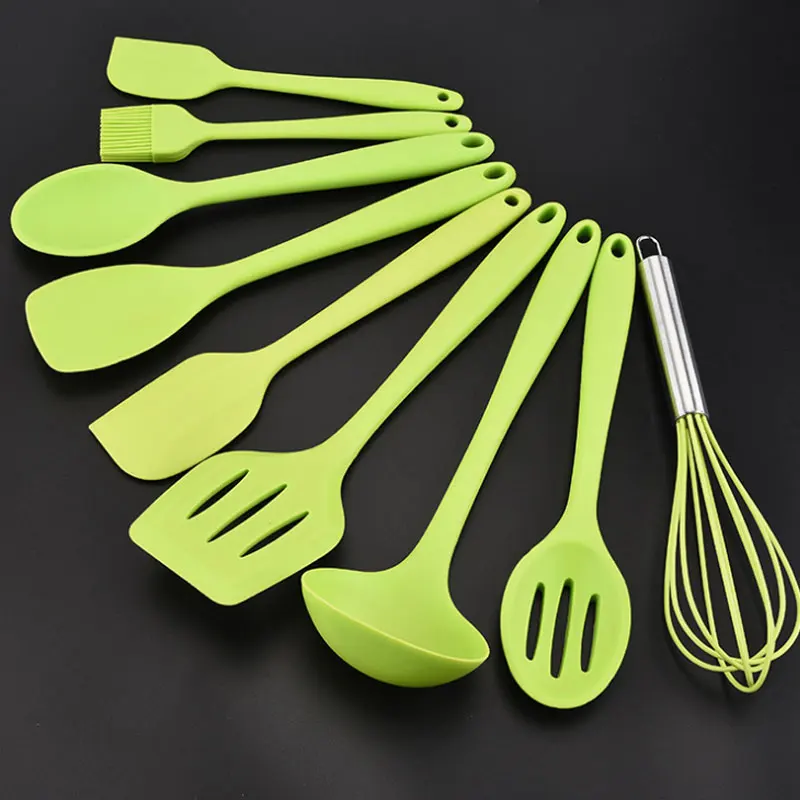  9pcs/set Cooking Utensils Set For Kitchen Spoon Spatula Ladle Scraper Oil Brush Egg Beater Tools Ki