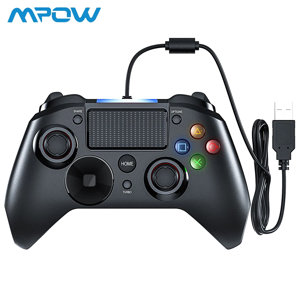Acheter Mpow PS4 contrôleur de jeu USB filaire manette Multiple manette Vibration poignée 2M câble manette pour iPhone iPad PC pour PS4 PS3