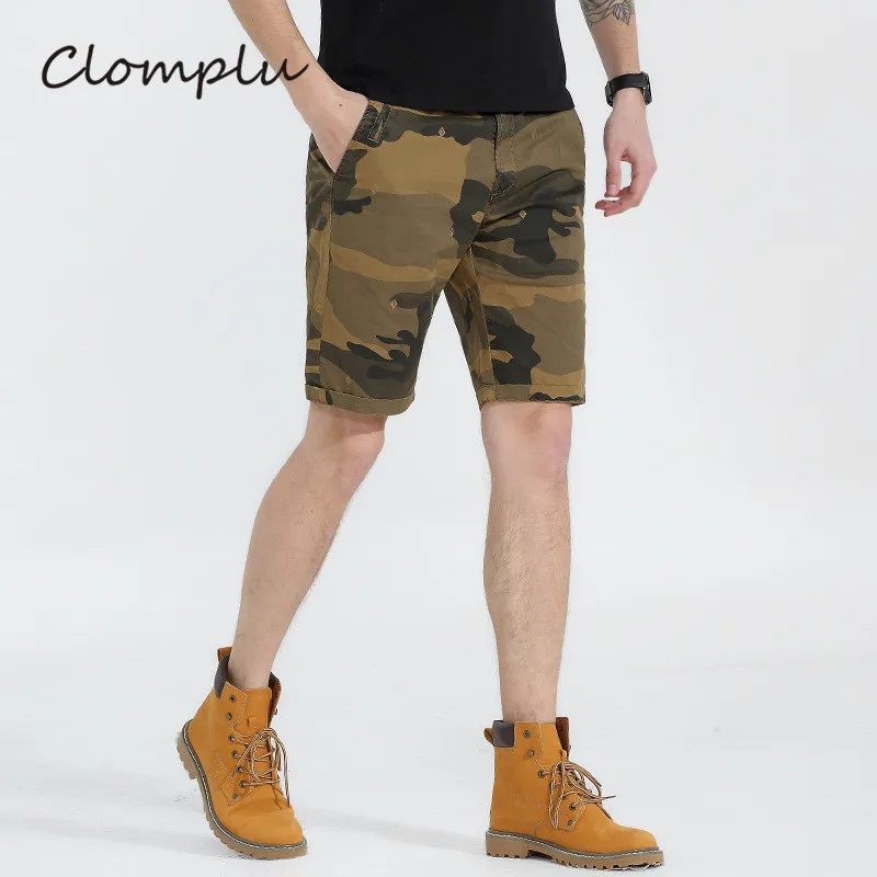 Clomplu камуфляжные шорты в стиле милитари грузовые шорты для Для мужчин модные Для мужчин s армии тактические шорты плюс Размеры высокое Качественный хлопок Материал
