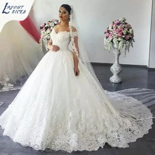 WD0414 свадебное платье на заказ robe de mariage с кружевной аппликацией Vestido de noiva бальное платье с открытыми плечами свадебное платье