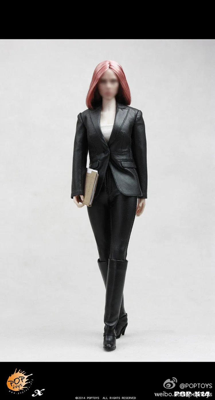 POPTOYS X14 1/6 Female agents skin suit Black widow leather clothes