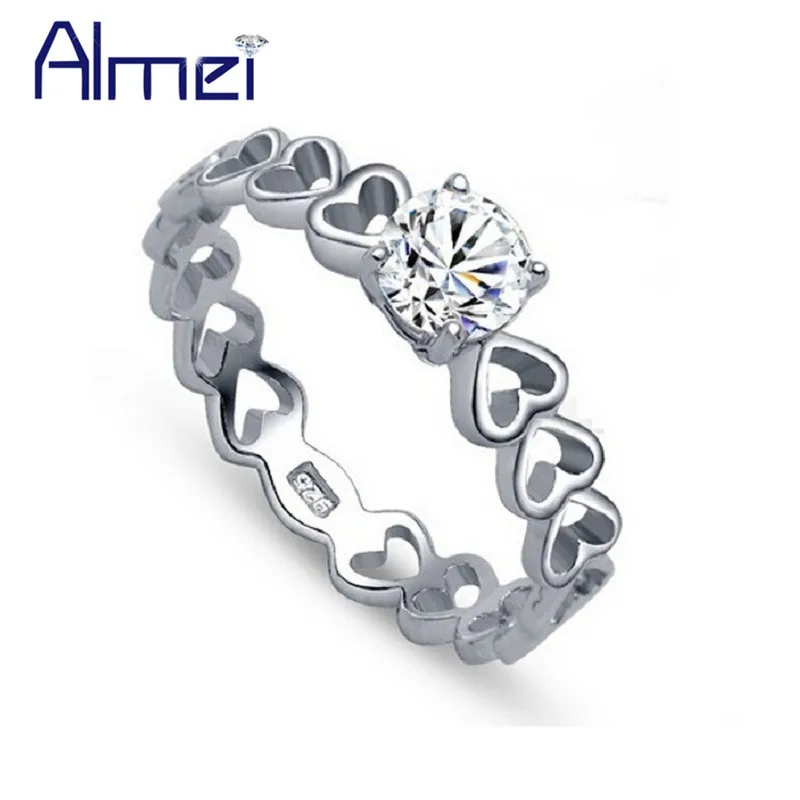 

Fashion Crystal Heart Silver Ring for Women Wedding Band Engagement Cubic Zircon Cheap Jewelry Gifts Anel de Prata J391