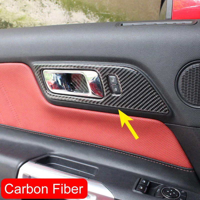 Interior Door Handle Overlay For Ford Mustang 2015 2018 Real Carbon