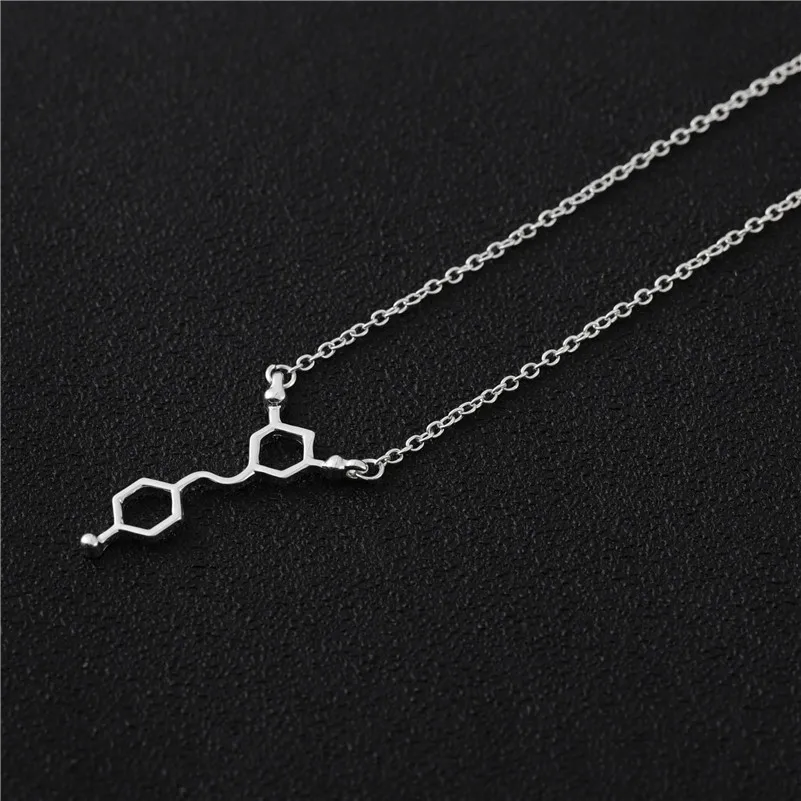 Red Wine Molecule Necklace Resveratrol Science Chemistry Structure Hormone Dopamine Serotonin Thc Molecular Chain Necklaces