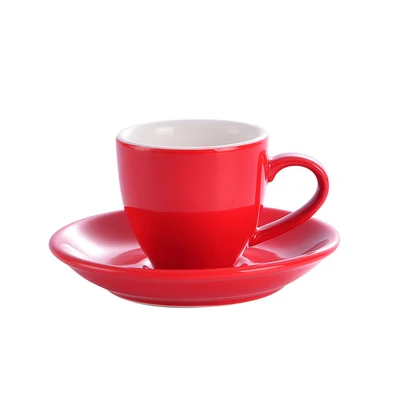 70 мл кофейная кружка эспрессо высококачественная керамическая кофейная чашка набор посуды Макарон Европейский стиль Капучино молоко чашки латте посуда для напитков - Цвет: Red