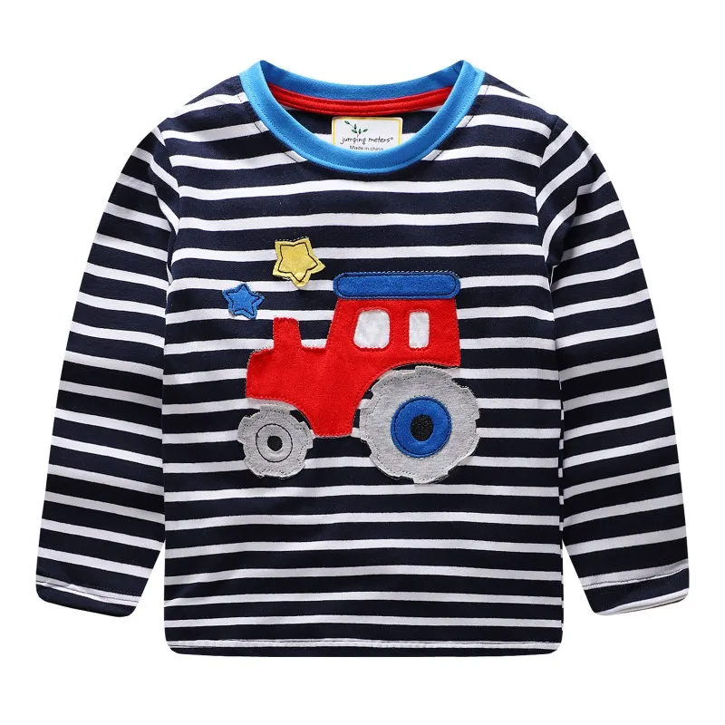 

Striped Cotton T shirt for Baby Boys New Cartoon Cars Printed Appliques Top Tees for Children Boy Kids Sweatshirts Full Sleeve
