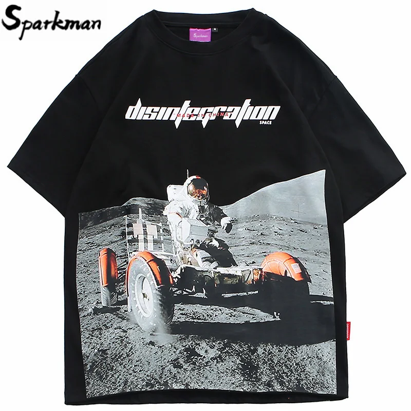 

2019 Men Hip Hop T Shirt Streetwear Space Walk Print T-Shirts Casual Thick Tshirt Cotton Short Sleeve Fashion Summer Tops Tees