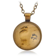 Винтажный песок ноги стеклянное подвесное ожерелье брелок собачья лапа брелок для ключей для любителей собак подарок для друзей, ювелирное изделие