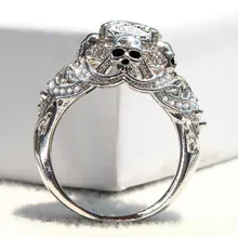 Bamos, мужское кольцо с черепом, изысканное, AAA, циркон, кристалл, кольцо, 925 пробы, серебряное, заполненное, панк кольцо для женщин, мужчин, вечерние, аксессуары
