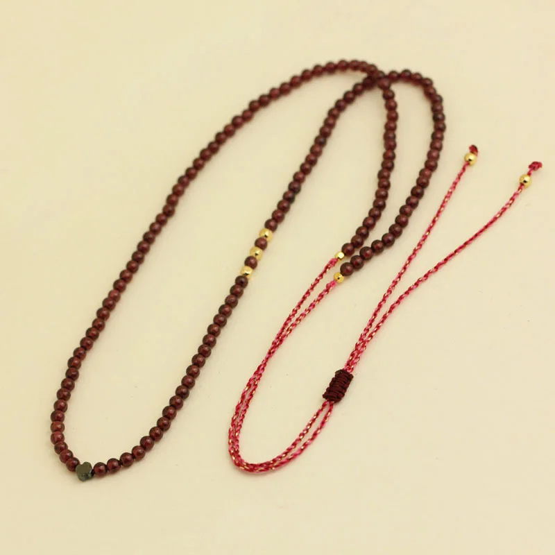 Натуральный Красный струнный гранатовый браслет для женщин, многокруговой регулируемый браслет с бусинами и крестиком ручной работы