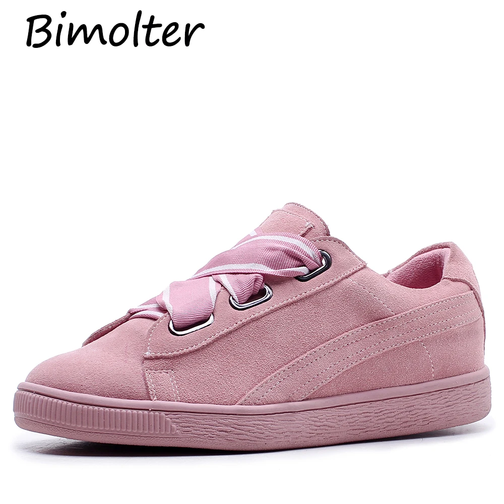 Bimolter Fashion Genuine Leather and Sheep Suede Vulcanize Shoes Female Ribbon Casual Comfortable White Shoes Sneakers LFEA022 Women's Shoes