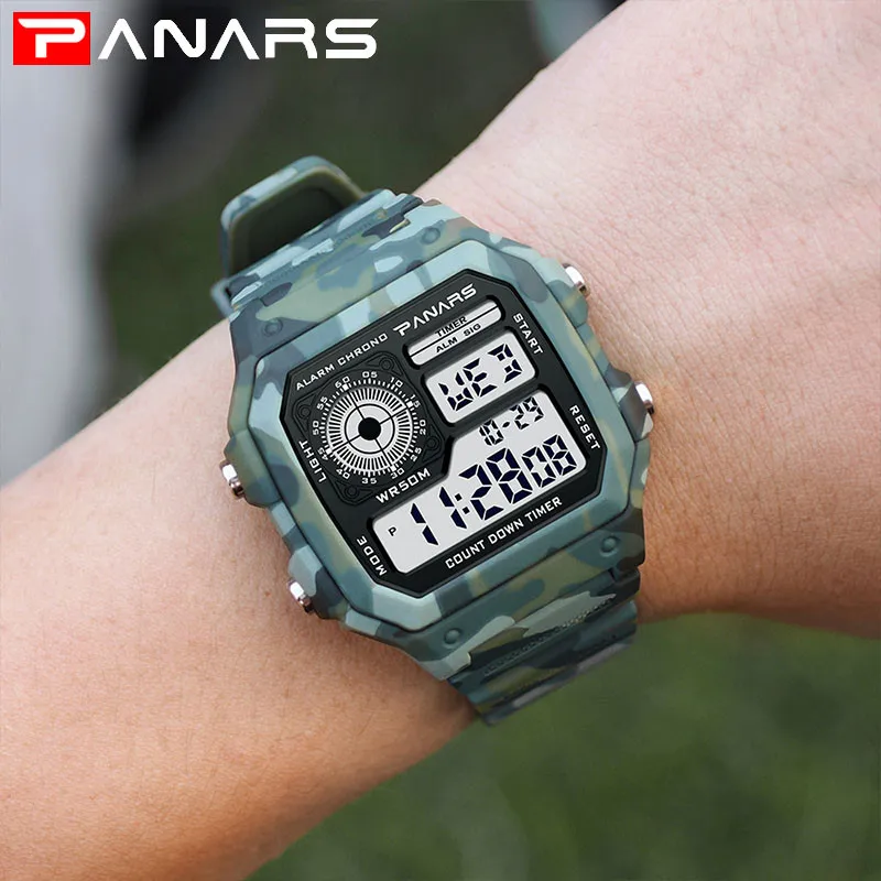 

PANARS Sports Watch Men LED Relogio Masculino Digital Watch Male Clocks Electronic Wrist Watch Military For Men Outdoor Running