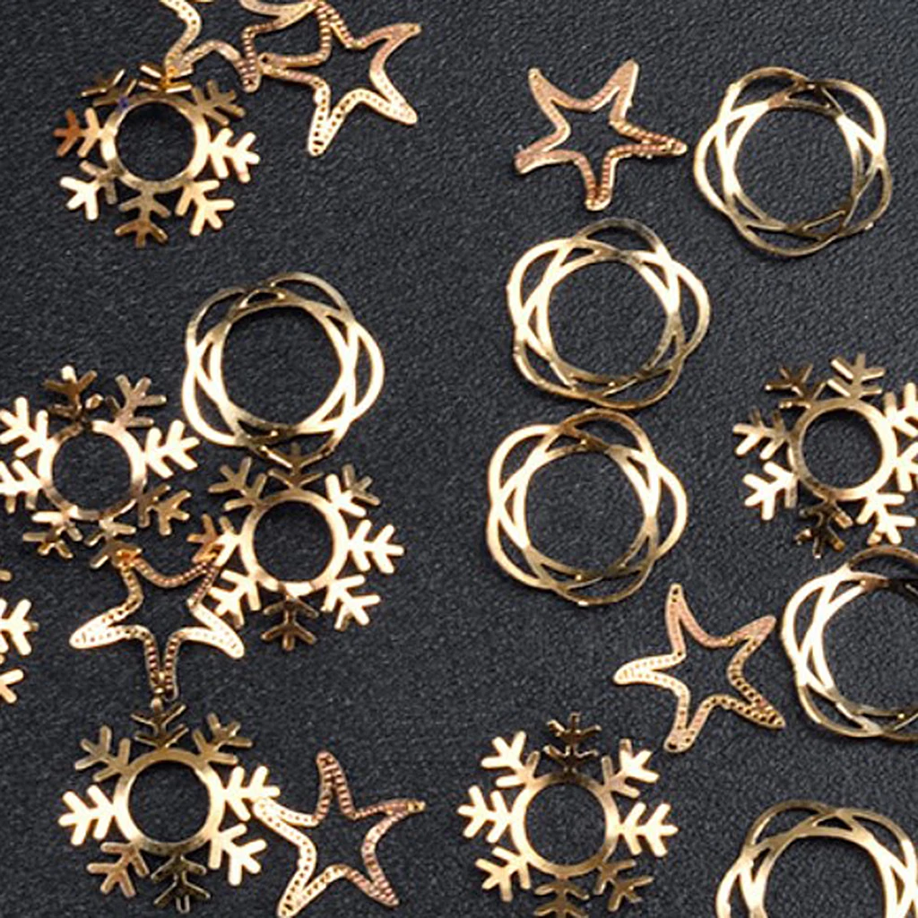 Christmas Decoration Hallowed-out Metallic Gold Snowflake Nail Art Stickers Decals