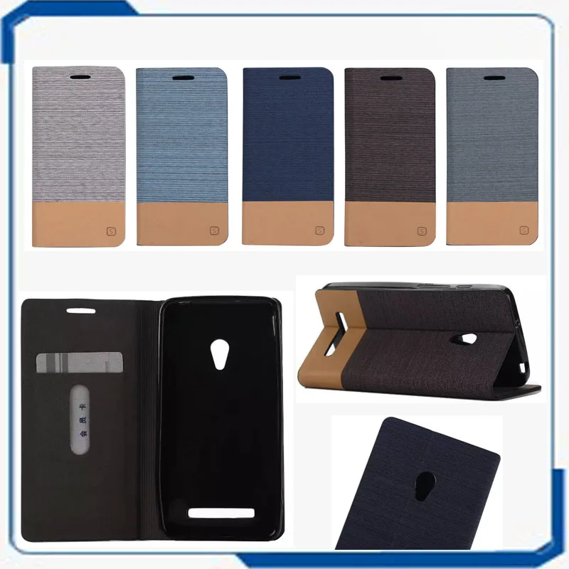 Для Asus Zenfone 5 Крышка Холст PU Стенд Флип Кожаный Бумажник Case + Карты Держатель A501CG