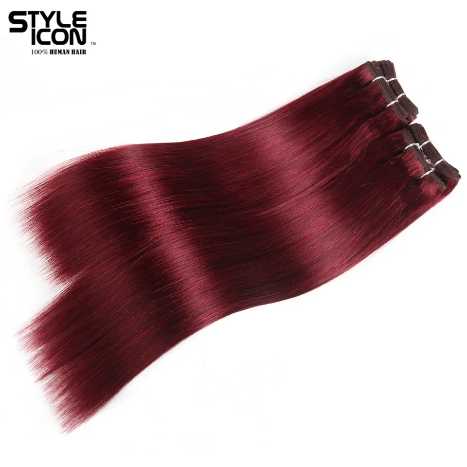 Styleicon бразильские прямые волосы Yaki, 4 пучка, предложение 190 г, 1 упаковка, человеческие волосы, Переплетенные пучки, не Реми, цвет 99J, для наращивания волос