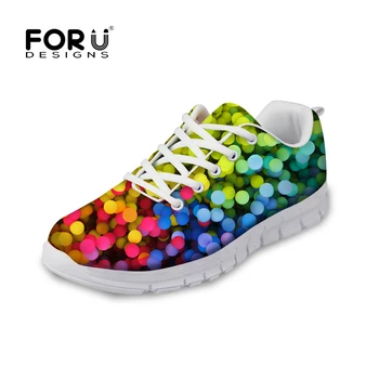 

doginthehole Sport Shoes for Women Fitness Mixed Color Geometry Printing Outdoor Running Shoes Mesh Flats Sneaker Lightweight