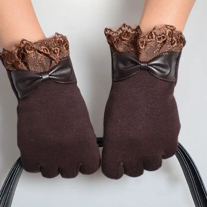 1 пара модные женские зимние кружевные перчатки для стрельбы из лука телефон касания экрана наружные рукавицы теплые дамские перчатки NFE99