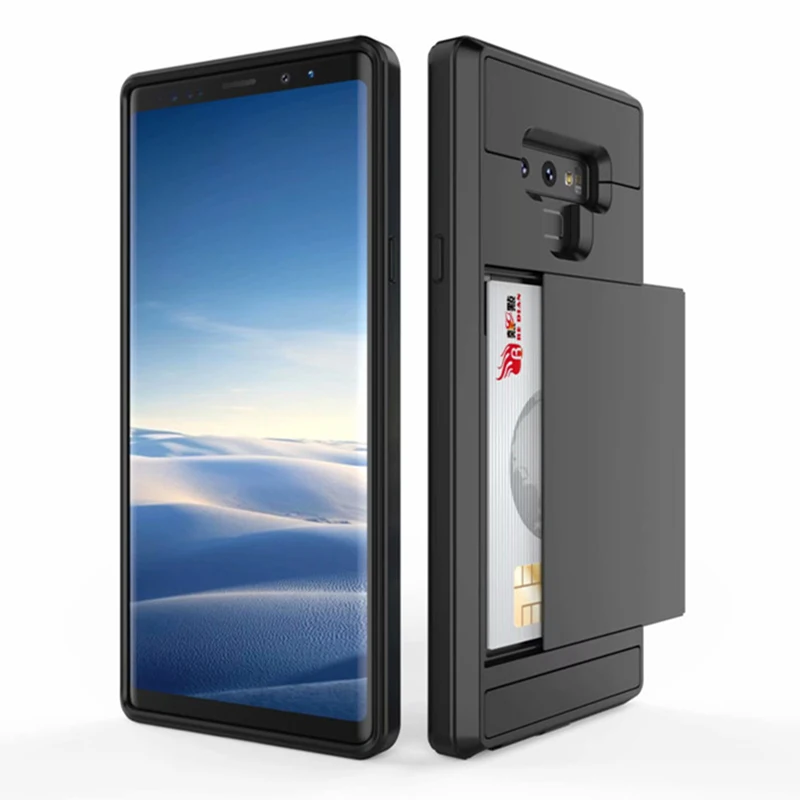 

For Samsung Galaxy Note 10 Plus 9 8 5 Rugged Armor Hybrid Case For A3 A5 A7 J3 J5 J7 2017 EU Slide Card Holder J2 Pro J4 J6 2018