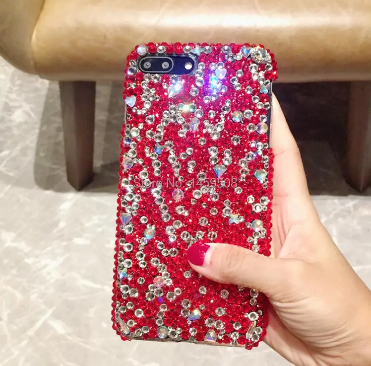 

For Sony Xperia Z1 Z2 Z3 Z5 M4 M5 E5 C4 C5 L1 L2 Handmade Rhinestone Case Full Red Diamond Cover