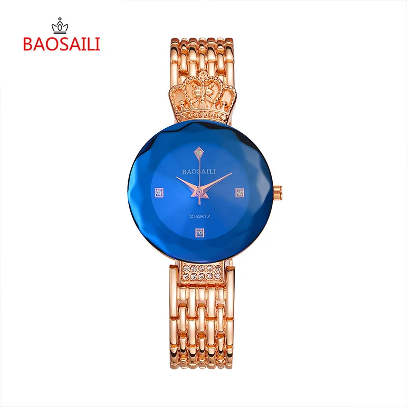 

BAOSAILI Brand 2 Colors Fashion Crystal Crown Women's Watch Relogio Feminino Alloy Watchband Ladies Quartz Wristwatches 45