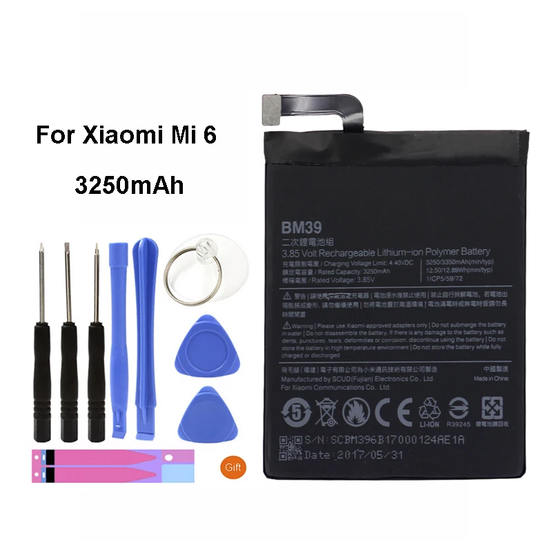 Оригинальный аккумулятор BM39 для Xiaomi Mi 6 3250 мАч сменный литий ионный +