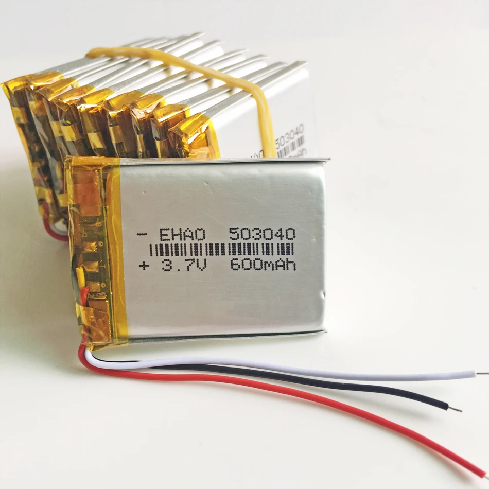 3 7 V 600mAh литиевая полимерная аккумуляторная батарея провода 503040 Li Po li ion для Mp3 DVD
