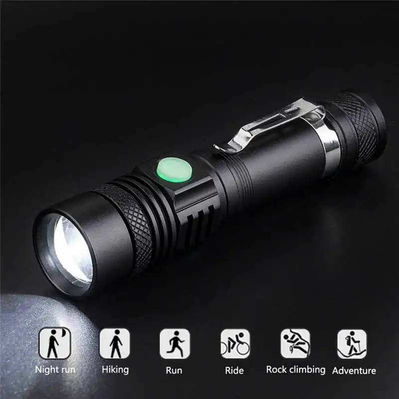 Super Bright XM-L T6 LED 3Modes Zoomable Flashlight Aluminum Torch led flashlight 18650 lanterna led t6 fanatic #3S26 (9)