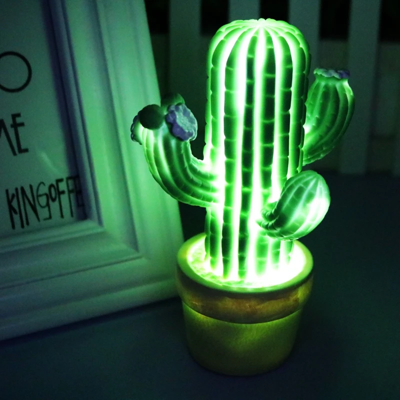 

Novel Green Cactus Led Night Light Children Led Lamps For Christmas Kids Gift Home Living Room Reading Decoration