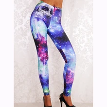 Череп Galaxy Стиль печати Леггинсы для женщин Для женщин Обувь для девочек Высокая Талия Sexy Тонкий Фиолетовый Мотобрюки женский Фитнес Брюки для девочек wl013