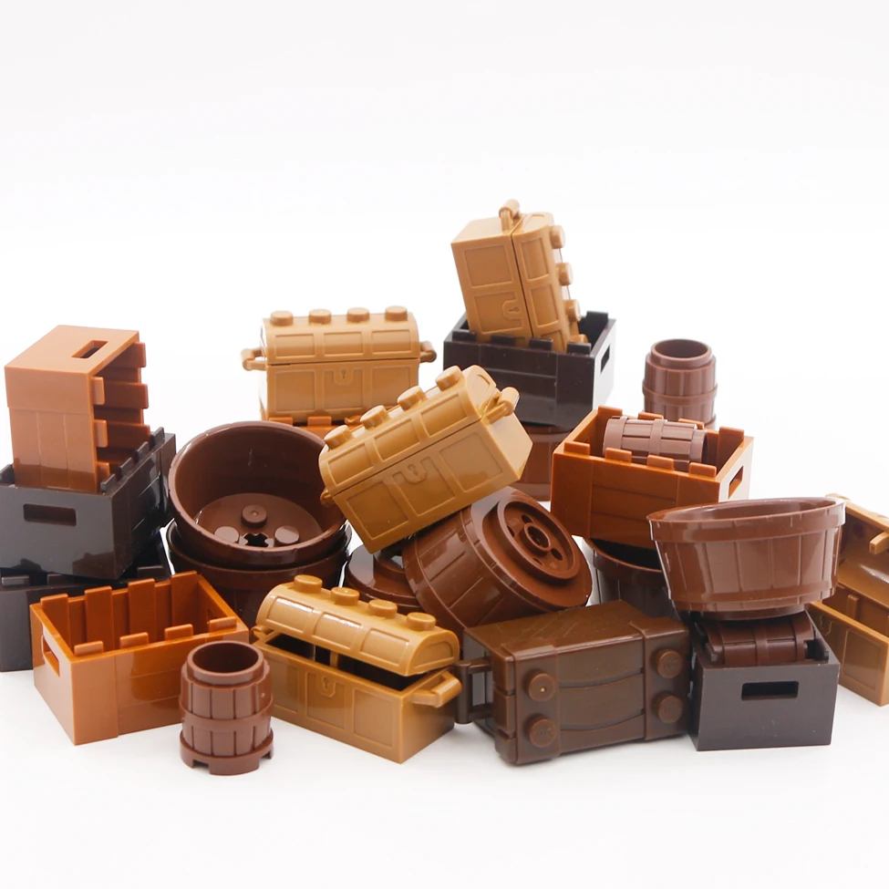 

City Building Blocks Accessories Food Crate Vegetable Fruit Basket Treasure Chest Box Compatible LegoINGlys Figure MOC Brick Toy