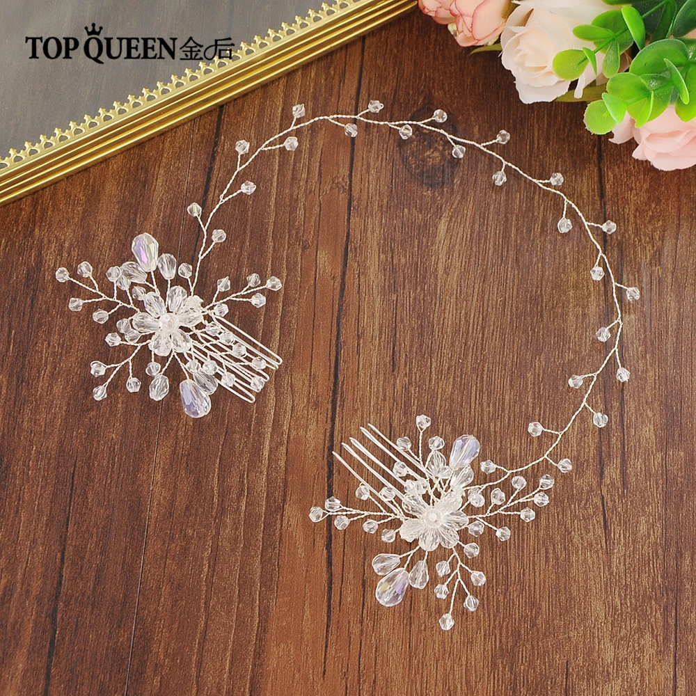 TOPQUEEN HP25 Wedding Elegant Accessories Bridal Double Hair Comb with