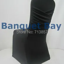 Черный чехол для стула из спандекса с бантом на спине