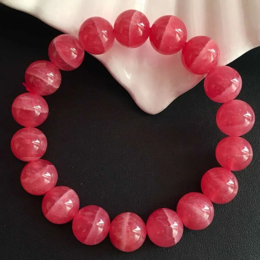 Одежда высшего качества 11,2 мм из натуральной браслеты из родохрозита Красный Кристалл Розовый, круглый шарик для Для женщин женский