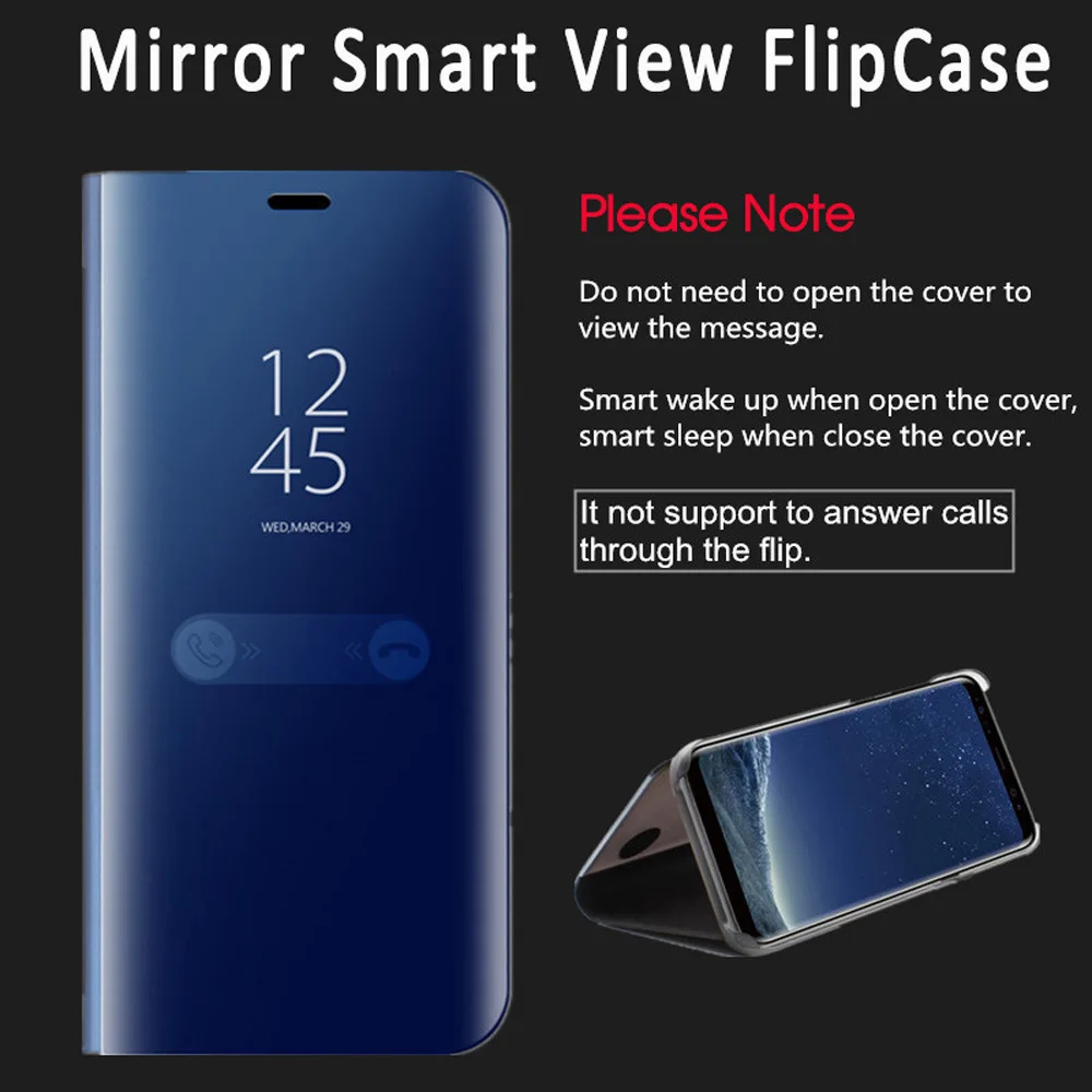 Умный зеркальный Чехол книжка с подставкой для Samsung Galaxy S10 Lite Plus S8 S9 S7 S6 M30 20 10 Note 9 8