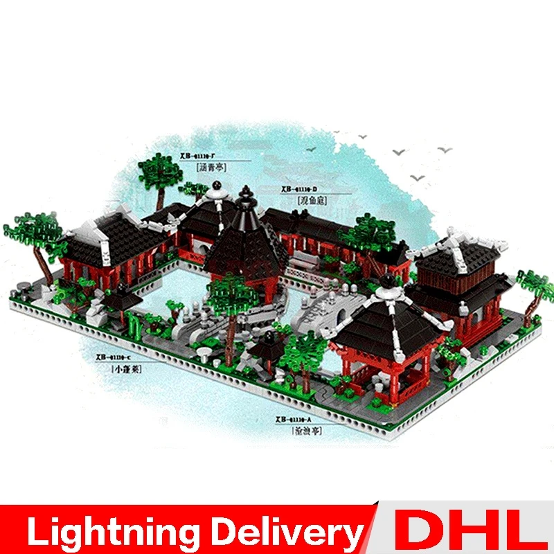 

XingBao 01110 Chinese Building Kits The 6 in 1 Chinese Suzhou Garden Set Building Blocks Bricks Clone lelyings LP toys