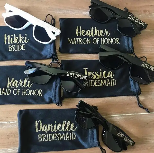 

personalize names text wedding Bridesmaid proposal gifts Sunglasses Newlywed Hubby birthday Brunch sunglasses with case bag