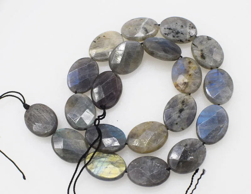 

loose beads 15*20mm Labradorite flat oval faceted blue rainbow Afor DIY jewelry making FPPJ wholesale beads nature