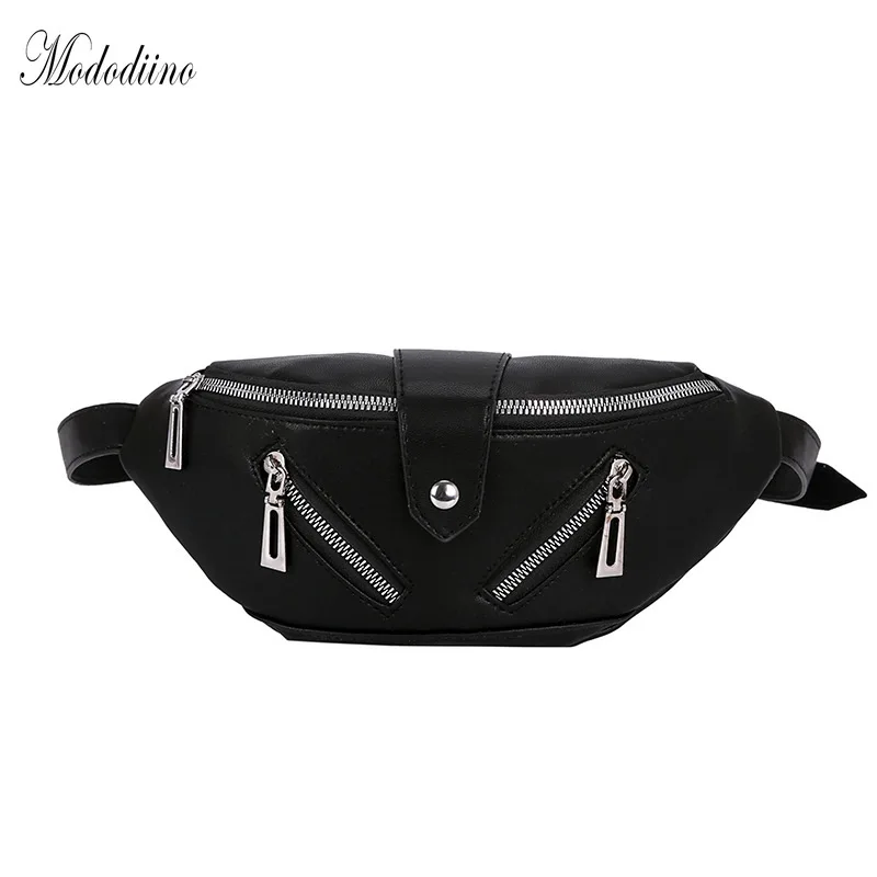 

Mododiino Simple Solid Waist Bag PU Leather Crossbody Bag Banana Belly Belt Bag Fanny Pack Summer Bags For Women 2019 DNV1033