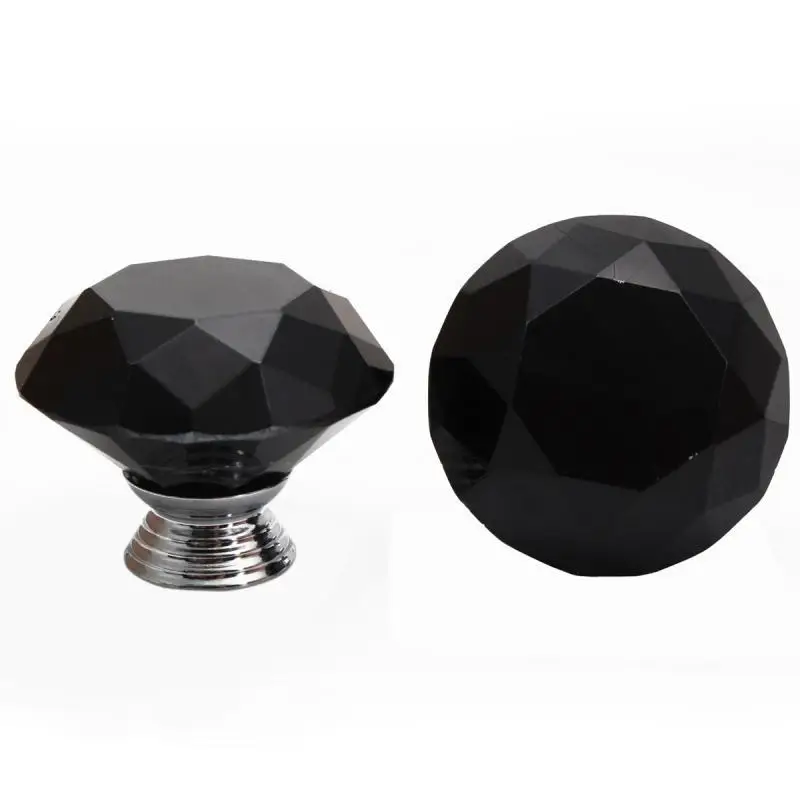 WSFS Горячие 8 шт 40 мм алмазные Черные Хрустальные стеклянные дверные ручки для