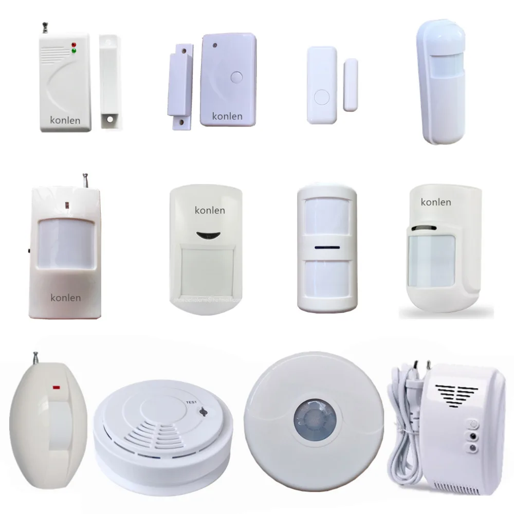 

Wireless Door Window Alarm Infrared PIR Motion Sensor Fire Smoke Photoelectric Gas Leak Detector 433mhz of Konlen Series