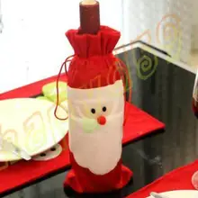 400 шт. домашней вечеринки красное вино крышку бутылки Сумки Рождество ужин Украшение стола Снеговик Санта Клаус олень подарок для бутылки вина bag