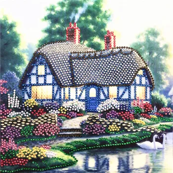 

New special shape diamond painting landscape house combination pattern DIY 5D part drill cross stitch kit crystal art
